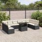 Preview: 11-teiliges Garten-Sofa-Set mit Kissen Schwarz Poly Rattan, 2-Sitzer Garten-Sofa mit Kissen Schwarz Poly Rattan