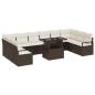 Preview: 11-teiliges Garten Sofa Set mit Kissen Braun Poly Rattan, 2-Sitzer Garten Sofa mit Kissen Braun Poly Rattan