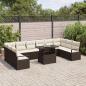 Preview: 11-teiliges Garten Sofa Set mit Kissen Braun Poly Rattan, 2-Sitzer Garten Sofa mit Kissen Braun Poly Rattan