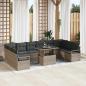 Preview: ARDEBO.de - 11-teiliges Garten Sofa Set mit Kissen Graues Poly Rattan, 2-Sitzer Garten Sofa mit Kissen Graues Poly Rattan
