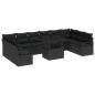 Preview: 11-teiliges Garten Sofa Set mit Kissen Schwarzes Poly Rattan, 2-Sitzer Garten Sofa mit Kissen Schwarzes Poly Rattan