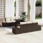 Preview: ARDEBO.de - 7-teiliges Garten-Sofa-Set mit Kissen Braun Poly-Rattan