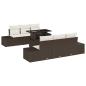Preview: 7-teiliges Garten-Sofa-Set mit Kissen Braun Poly-Rattan