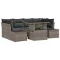 Preview: 7-teiliges Garten Sofa Set mit Kissen Grau Poly Rattan