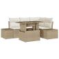 Preview: 5-teiliges Garten-Sofa-Set mit Kissen Beige Poly-Rattan