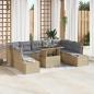 Preview: ARDEBO.de - Garten-Sofa-Set mit 10 Teilen und Kissen Beige aus Poly Rattan