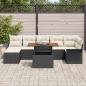Preview: Gartensofa-set mit Kissen 8 pcs Schwarz und Creme Poly-Rattan