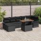 Preview: ARDEBO.de - 8-teiliges Garten-Ess-Set mit Kissen Schwarz Poly-Rattan Akazie