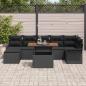 Preview: 8-teiliges Garten-Ess-Set mit Kissen Schwarz Poly-Rattan Akazie