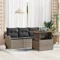 Preview: ARDEBO.de - 5-teiliges Garten Sofa Set mit Kissen Grau Poly Rattan Akazie, 2-Sitzer Garten Sofa mit Kissen Grau Poly Rattan