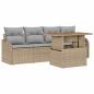 Preview: 5-teiliges Garten Sofaset mit Kissen Beige Poly Rattan Akazie, 2-Sitzer Garten Sofa mit Kissen Beige Poly Rattan