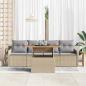 Preview: 5-teiliges Garten Sofaset mit Kissen Beige Poly Rattan Akazie, 2-Sitzer Garten Sofa mit Kissen Beige Poly Rattan