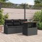 Preview: ARDEBO.de - 5-teilige Garten Sofa Set mit Kissen Schwarz Poly Rattan Akazie, 2-Sitzer Garten Sofa mit Kissen Schwarz Poly Rattan