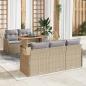 Preview: ARDEBO.de - 6-teiliges Garten Sofa Set mit Kissen Beige aus Poly Rattan Akazie, 2-Sitzer Garten Sofa mit Kissen Beige aus Poly Rattan