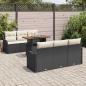 Preview: 7-teiliges Garten-Sofaset mit Kissen Schwarz Poly Rattan Akazie, 2-Sitzer Garten-Sofa mit Kissen Schwarz Poly Rattan