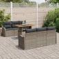 Preview: 7-teiliges Garten Sofa Set mit Kissen Grau Poly Rattan Akazie, 2-Sitzer Garten Sofa mit Kissen Grau Poly Rattan