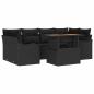 Preview: 7-teiliges Garten-Sofa-Set mit Kissen Schwarz Poly-Rattan Akazie, 2-Sitzer Garten-Sofa mit Kissen Schwarz Poly-Rattan