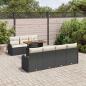 Preview: 8-teiliges Garten Sofa Set mit Kissen Schwarz Poly Rattan Akazie, 2-Sitzer Garten Sofa mit Kissen Schwarz Poly Rattan