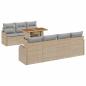 Preview: 8-Teiliges Garten Sofa Set mit Kissen Beige Poly Rattan Akazie, 2-Sitzer Garten Sofa mit Kissen Beige Poly Rattan