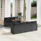 Preview: ARDEBO.de - 8-teiliges Garten Sofa Set mit Kissen Schwarz Poly Rattan Akazie, 2-Sitzer Garten Sofa mit Kissen Schwarz Poly Rattan