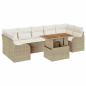 Preview: 8-teiliges Garten Sofa Set mit Kissen Beige Poly Rattan Akazie, 2-Sitzer Garten Sofa mit Kissen Beige Poly Rattan