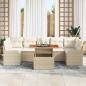Preview: 8-teiliges Garten Sofa Set mit Kissen Beige Poly Rattan Akazie, 2-Sitzer Garten Sofa mit Kissen Beige Poly Rattan