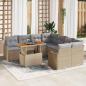 Preview: ARDEBO.de - 9-teilige Garten-Sofa Set mit Kissen Beige Poly Rattan Akazie, 2-Sitzer Garten-Sofa mit Kissen Beige Poly Rattan
