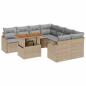 Preview: 9-teilige Garten-Sofa Set mit Kissen Beige Poly Rattan Akazie, 2-Sitzer Garten-Sofa mit Kissen Beige Poly Rattan