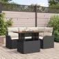 Preview: ARDEBO.de - 5-teiliges Garten-Sofa-Set mit Kissen Schwarz Poly-Rattan Akazie, 2-Sitzer Garten-Sofa mit Kissen Schwarz Poly-Rattan