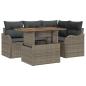Preview: 5-teiliges Garten Sofa Set mit Kissen Grau Poly Rattan Akazie, 2-Sitzer Garten Sofa mit Kissen Grau Poly Rattan