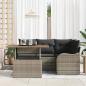 Preview: 5-teiliges Garten Sofa Set mit Kissen Grau Poly Rattan Akazie, 2-Sitzer Garten Sofa mit Kissen Grau Poly Rattan