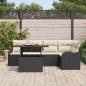 Preview: 6-teiliges Garten-Sofa-Set mit Kissen Schwarz Poly-Rattan Akazie, 2-Sitzer Garten-Sofa mit Kissen Schwarz Poly-Rattan