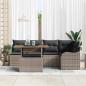 Preview: 6-teiliges Garten Sofa Set mit Kissen in Grau aus Poly Rattan, 2-Sitzer Garten Sofa mit Kissen in Grau aus Poly Rattan