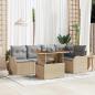 Preview: ARDEBO.de - 6-teiliges Garten Sofaset mit Kissen Beige Poly Rattan Akazie, 2-Sitzer Garten Sofa mit Kissen Beige Poly Rattan