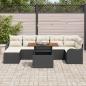 Preview: 8-teiliges Garten Sofa Set mit Kissen, schwarzes Poly-Rattan Akazie, 2-Sitzer Garten Sofa mit Kissen, schwarzes Poly-Rattan