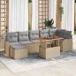 Preview: ARDEBO.de - 8-teiliges Garten Sofa Set mit Kissen in Beige, Poly Rattan und Akazie, 2-Sitzer Garten Sofa mit Kissen in Beige, Poly Rattan