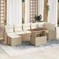 Preview: ARDEBO.de - 8-teiliges Garten-Sofa-Set mit Kissen Beige Poly Rattan Akazie, 2-Sitzer Garten-Sofa mit Kissen Beige Poly Rattan