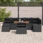 Preview: 8-teiliges Garten-Sofa-Set mit Kissen in Schwarz aus Poly Rattan Akazie, 2-Sitzer Garten-Sofa mit Kissen in Schwarz aus Poly Rattan