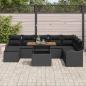 Preview: 9-teiliges Garten Sofaset mit Kissen Schwarz Poly-Rattan Akazie, 2-Sitzer Garten Sofaset mit Kissen Schwarz Poly-Rattan