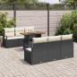 Preview: 7-teiliges Garten-Sofa-Set mit Kissen Schwarz Poly Rattan Akazie, 2-Sitzer Garten-Sofa mit Kissen Schwarz Poly Rattan