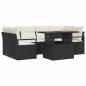 Preview: 7-teiliges Garten-Sofa-Set mit Kissen Schwarz Poly-Rattan Akazie, 2-Sitzer Garten-Sofa mit Kissen Schwarz Poly-Rattan