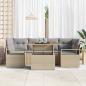 Preview: 7-teiliges Garten Sofa Set mit Kissen Beige Poly Rattan Akazie, 2-Sitzer Garten Sofa mit Kissen Beige Poly Rattan