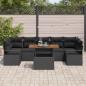 Preview: 8-teiliges Garten Sofa Set mit Kissen Schwarz Poly Rattan Akazie, 2-Sitzer Garten Sofa mit Kissen Schwarz Poly Rattan