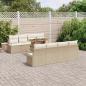 Preview: 9-teiliges Garten-Sofa-Set mit Kissen Beige Poly Rattan Akazie, 2-Sitzer Garten-Sofa mit Kissen Beige Poly Rattan