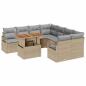 Preview: 9-teiliges Garten Sofa Set mit Kissen Beiges Poly Rattan Akazie, 2-Sitzer Garten Sofa mit Kissen Beiges Poly Rattan
