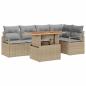 Preview: 6-teiliges Garten Sofa Set mit Kissen Beige Poly Rattan Akazie, 2-Sitzer Garten Sofa mit Kissen Beige Poly Rattan