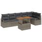 Preview: 7-teiliges Garten Sofaset mit Kissen Grau Poly Rattan Akazie, 2-Sitzer Gartensofa mit Kissen Grau Poly Rattan