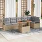 Preview: ARDEBO.de - 7-teiliges Garten Sofa Set mit Kissen Beige Poly Rattan Akazie, 2-Sitzer Garten Sofa mit Kissen Beige Poly Rattan