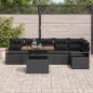 Preview: 7-teiliges Garten-Sofaset mit Kissen Schwarz Poly-Rattan Akazie, 2-Sitzer Garten-Sofa mit Kissen Schwarz Poly-Rattan