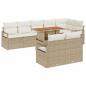 Preview: 9-teiliges Garten Sofa Set mit Kissen Beige Poly Rattan Akazie, 2-Sitzer Garten Sofa mit Kissen Beige Poly Rattan